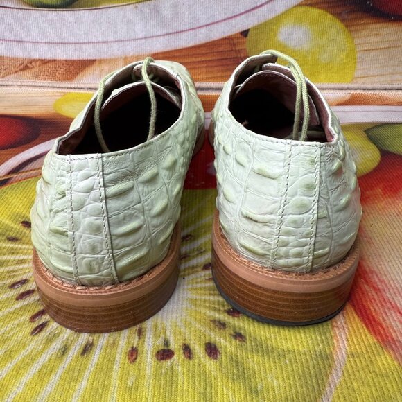 Giorgio Brutini Mens Size 11M Light Green Crocodile Print Genuine Leather Oxford - Picture 7 of 10